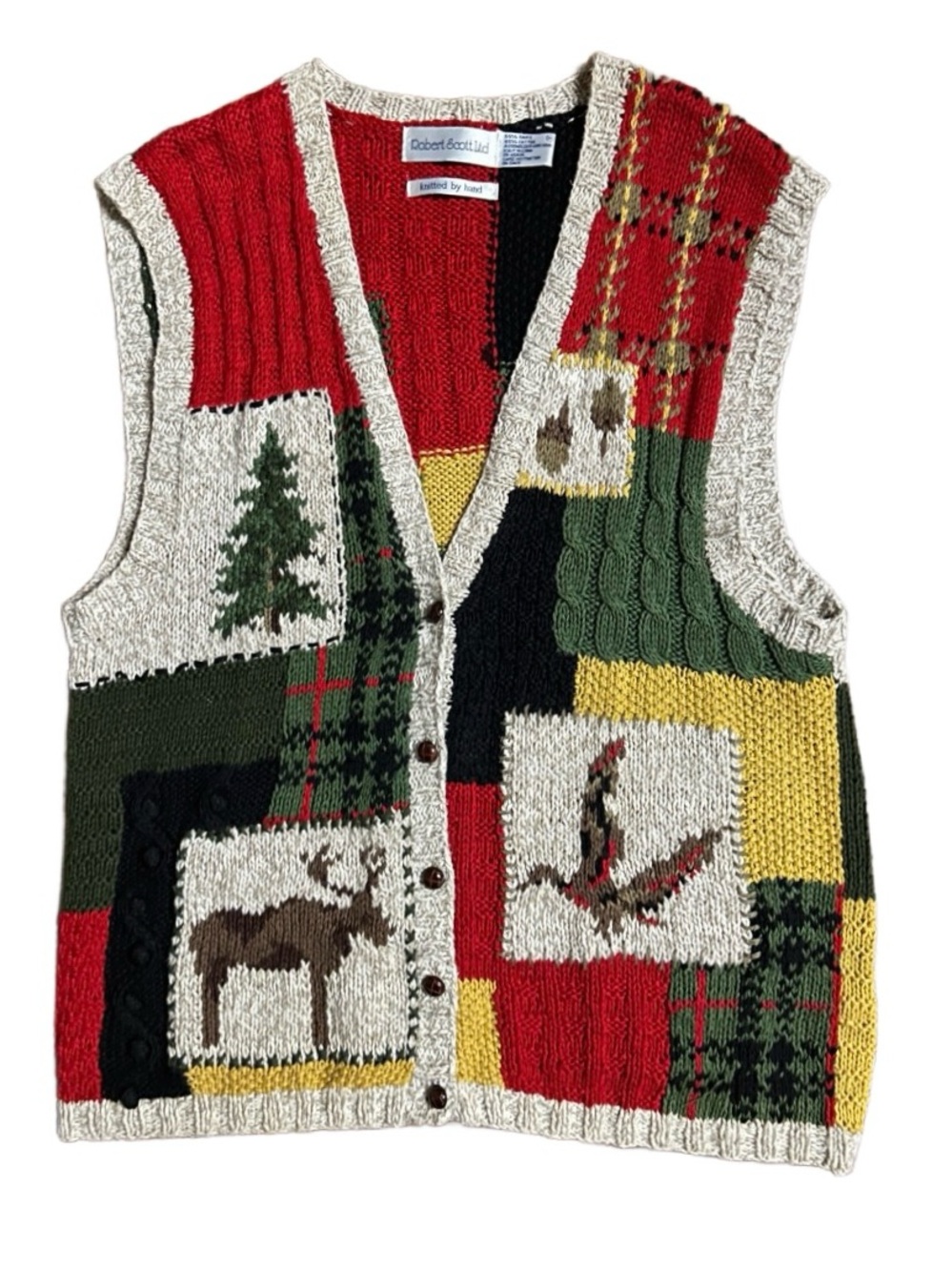 Robert Scott • X-Large • Fall Colors • Tree/Deer/Bird/Acorn • Sweater Vest